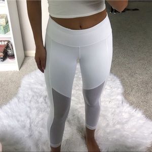 White mesh leggings